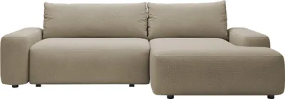 Produktbild von Schlafsofa mit rechter Ecke aus taupefarbenem Strukturstoff - DAVISO