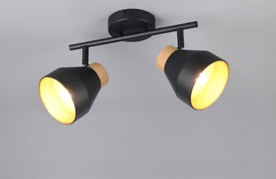 Produktbild von LED Deckenstrahler Designklassiker 2-flammig Deckenlampe Schwarz Gold, B: 32cm