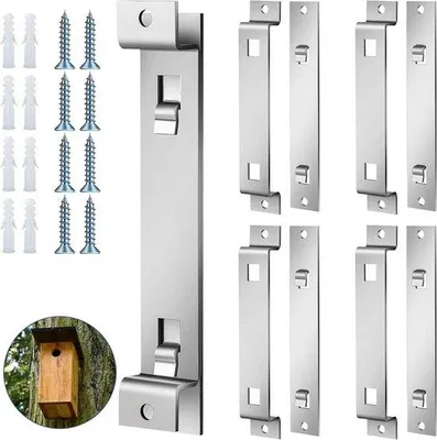 Zdjęcie produktu dla Uchwyty do budek dla ptaków – akcesoria montażowe – stabilne i odporne na korozję – stal pancerna – zestaw 4 sztuk wraz ze śrubami – do mocowania budek dla ptaków i budek lęgowych