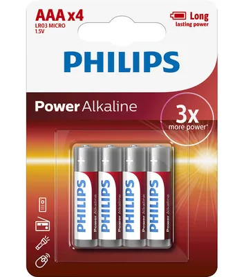 Produktbild von 1x4 Philips Power Alkaline AAA Batterie