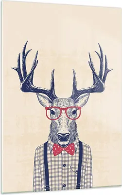 Produktbild von Bilder auf glas - Einteilig - Charakter Hirsch Illustration hipster - 50x70cm - Glasbilder - Wandbilder - Bilder - Wanddekoration aus Glas - Glas Bilder - Wandbild auf Glas - GPA50x70-3120