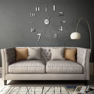 Produktbild von 3D-Wanduhr Modernes Design 100 cm XXL Silbern