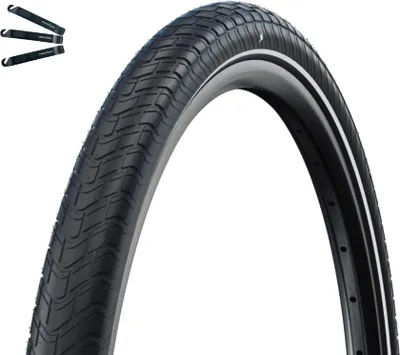 Produktbild von 1 x Schwalbe Fahrradreifen Motion Big Apple RaceGuard ADDIX Green E-25 Schwarz-Reflex 50-355 (18 x 2.00) inkl. maxxi4you Reifenheber