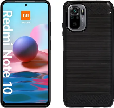 Produktbild von cofi1453® Silikon Hülle Carbon kompatibel mit XIAOMI REDMI NOTE 10 Case TPU Soft Handyhülle Cover Schutzhülle Schwarz