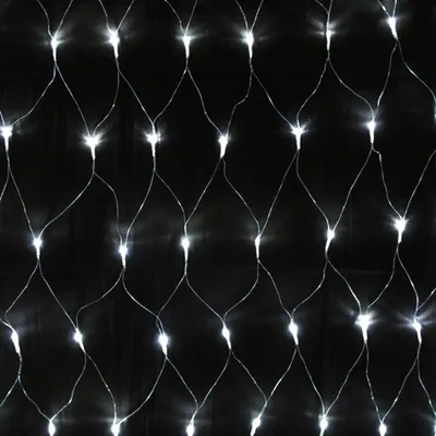 Imagen del producto de Red de luces LED, 240 luces blancas, 3x3 metros, ideal para iluminación de pabellones, tanto en interiores como en exteriores