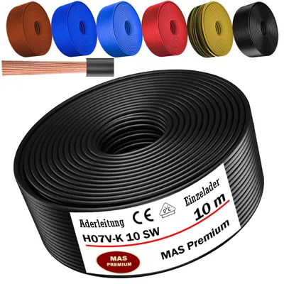 Immagine prodotto di Cavo di alimentazione flessibile, sezione 1x10 mm², nero, tipo H07 V-K SW, lunghezza 10 metri