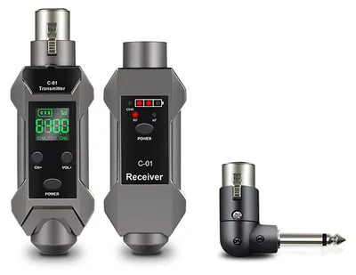 Obrázek produktu pro Bezdrátový vysílač a přijímač XLR, dosah 50 m, nízká latence, dobíjecí, pro dynamické a kondenzátorové mikrofony, konverze kabelu na bezdrátové připojení