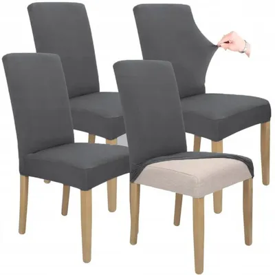 Produktbild von Stuhlhusse 4er Pack - Grau - Universal - Stretch - Bezug für Stühle - Elasthan