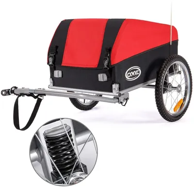 Immagine prodotto di Rimorchio per bicicletta pieghevole - Capacità 120 l - Portata 40 kg - Telone di copertura e bandierina