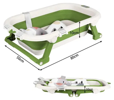 Produktbild von Baby Badewanne - Faltbare Babybadewanne - Mit Thermometer - Rutschfeste Badematte - Tragbare Reisebadewanne 0–36 Monate - Grün