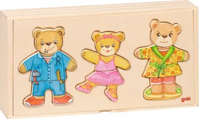 Immagine prodotto di goki 57811 Puzzle di bambole da vestire famiglia di orsi, base, colorato (1 pezzo)