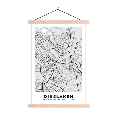 Produktbild von MuchoWow® Textilposter Karte - Dinslaken - Deutschland - Stadtplan 40x60 cm mit holzfarbenen Rahmen - Poster