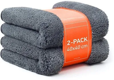 Produktbild von Famanu Mikrofasertuch 2er Set - Premium Trockentuch 1200 g/m² - 40 x 40 cm - Grau