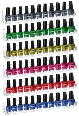 Produktbild von Nagellackregal, 6-teilig, unsichtbares Bücherregal, wandmontierter Nagellackorganizer, geeignet für Kinderzimmer, Badezimmer, Küche, Schlafzimmer, Acryl-Nagellackaufbewahrungsregal, transparent (38 x 4 cm)