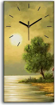 Produktbild von Küche Wohnzimmer Wand Leinwand Uhr 30x60 Mond Meer Landschaft Digitale Kunst - schwarze Hände