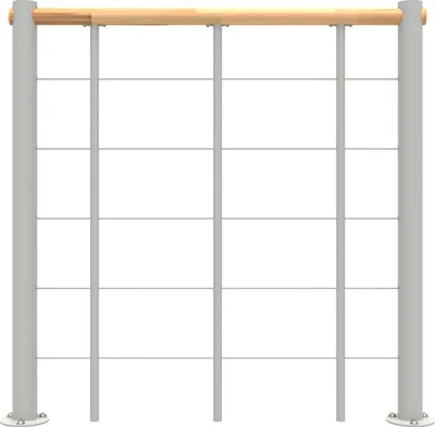 Produktbild von Minka Brüstungsgeländer mit Untergurten und Holz-Handlauf Buche Weiß