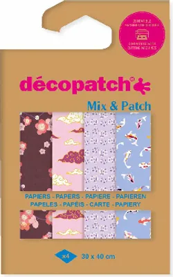 Produktbild von Décopatch 6x Mix & Patch, Pkg 4 Bl 30x40 cm Reise nach Japan Sortierung DP050C