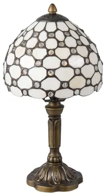 Produktbild von Clayre & Eef Tiffany Tischlampe Ø 20x38 cm Weiß Braun Glas