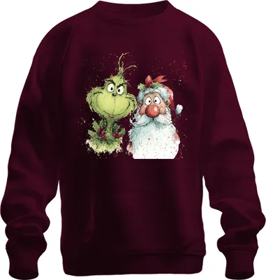 Produktbild von Grinch Weihnachtsmann lustig Weihnachten Geschenk Vintage Uni Sweatshirt Pullover, Burgundy, M