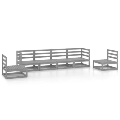 Produktbild von 6-tlg. Garten-Lounge-Set Grau Massivholz Kiefer