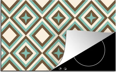Produktbild von KitchenYeah© Herdabdeckplatte 50er Jahre - Stern - Design , 91x52cm, Küche Deko, Glaskeramikkochfeld Herdabdeckung, Abdeckplatte fùr Kochfeld