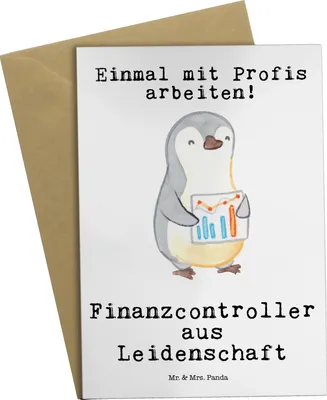 Produktbild von Mr. & Mrs. Panda Grußkarte Finanzcontroller Leidenschaft - Weiß - Geschenk, einladungskarten, hochzeitskarten, weihnachtskarten, Klappkarte, osterkarten, osterkarte