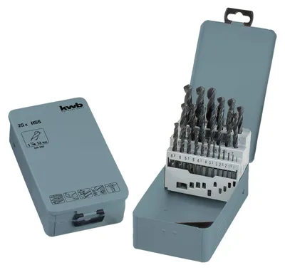 Produktbild von kwb KRAFTIXX HSS Metallbohrer-Satz - Bohrer Set, 25-teilig, Ø 1 bis 13 mm (Steig