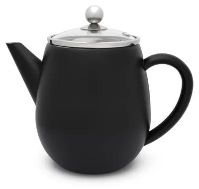 Produktbild von Bredemeijer 111008, Einzelne Teekanne, 1100 ml, Schwarz, Transparent, Glas, Edelstahl, Teefilter