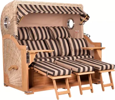 Produktbild von Strandkorb Westerland XXL Teak Bullauge PE shell Dessin 581