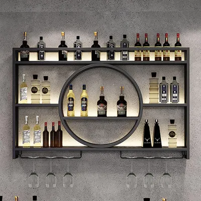 Produktbild von Wandmontiertes Weinregal mit Bar-Einheit und Gläserhalter