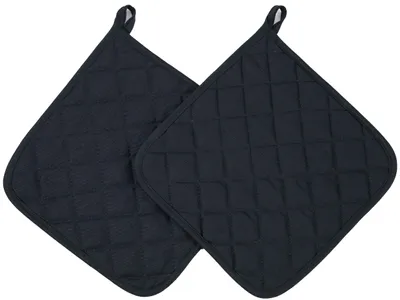 Produktbild von 2er Set Topflappen, 100% Baumwolle, 24x24 cm, schwarz