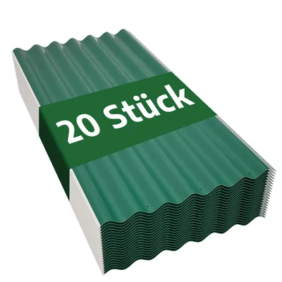 Produktbild von GIHAUVIA 20 Stück Wellplatten 108x52cm Robust Verzinkt Profilblech Carport, Garten & Terrasse Wetterfeste Platten für Außen Grün
