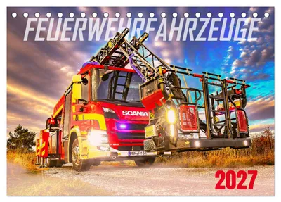 Zdjęcie produktu dla Pojazdy strażackie (kalendarz biurkowy 2027, format DIN A5, układ poziomy), kalendarz miesięczny CALVENDO
