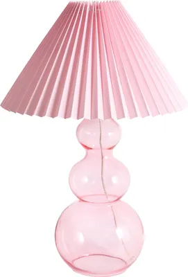 Produktbild von BELIANI Tischlampe Rosa Glasfuß Glockenförmiger Lampenschirm Stoff Innenbereich Schlafzimmer Wohnzimmer Moderner Stil