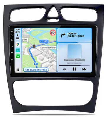 Obrázok produktu pre Android Autoradio 9 Zoll 128GB für Mercedes C-Klasse W203 Vorfacelift (2000-2004) mit CarPlay & Android Auto Navigation & Bluetooth