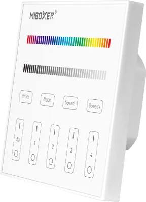 Produktbild von MiBoxer T3 RGBW LED Wandfernbedienung – für RGB  und  RGBW LED Streifen, 4 Zonen, 2,4 GHz Funk, netzbetrieben 230 V