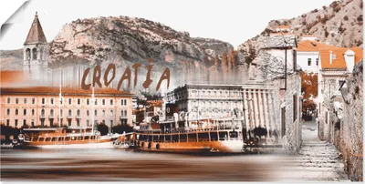 Produktbild von ARTland Poster Kroatien Skyline abstrakte Collage Größe: 100x50 cm