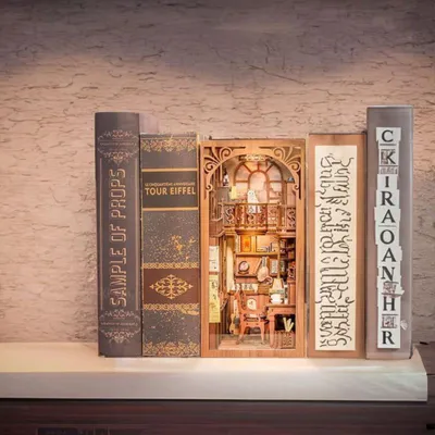 Obrázok produktu pre Habarri | DIY Book Nook - Tajná skrinka - Puzzle 3D - Miniatúrny Domček s Nábytkom a LED Osvetlením