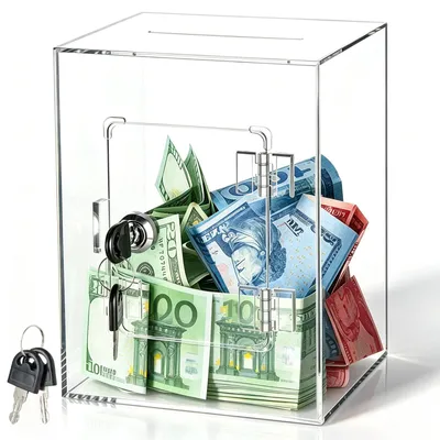 Sparschwein Acryl transparent 20x15x12 cm mit Schloss