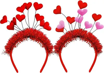Produktbild von Valentinstag Rote Herz Kopf Boppers 2er Set Haarreif Stirnbänder Sparkle