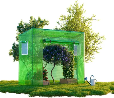 Produktbild von GARMIO® Foliengewächshaus CUTRO, Tomatenzelt, winterfest, 2x0,77x1,69m, Frühbeet, Pflanzenhaus, Gemüse und Obst, Hochbeet
