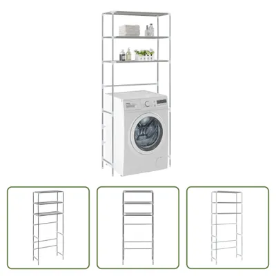 Produktbild von The Living Store Waschmaschinenregal 3 Ablagen Silbern 69x28x169 cm