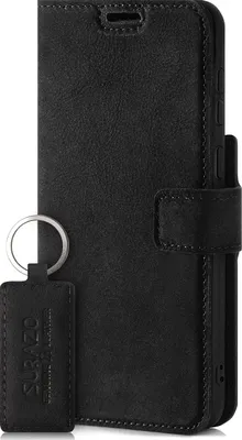Produktbild von SURAZO Handyhülle für Apple iPhone 13 Pro Premium Echt leder Hülle mit [Standfunktion, Kartenfach, RFID](Schwarz)