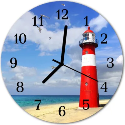 Immagine prodotto di Orologio da parete in vetro per cucina, vetro vero, 30 cm, faro rosso