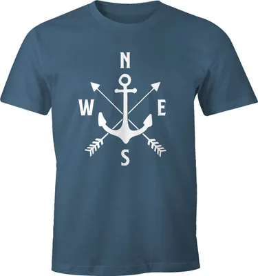 Produktbild von Cooles Herren T-Shirt Anker Kompass Windrose Arrows Moonworks® denim M
