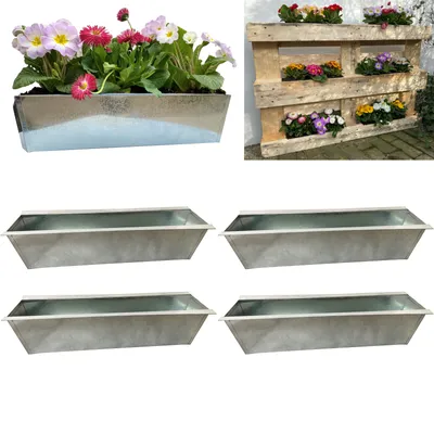 Produktbild von 4er Blumenkasten Set Balkonkasten Einsatz passend für Europaletten für Blumen, Kräuter und Früchte 4 Stück 38cm