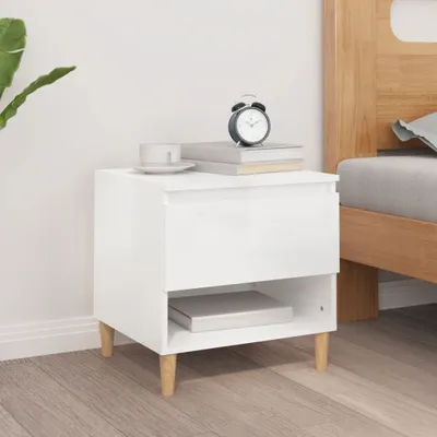 Obrázok produktu pre vidaXL Nočný stolík s vysokým leskom biely 50x46x50 cm Materiál drevo