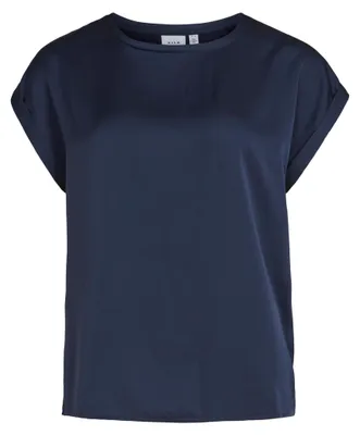 Produktbild von VILA Satin Blusen T-Shirt Kurzarm Basic Glänzendes Oberteil VIELLETTE Größe: 36
