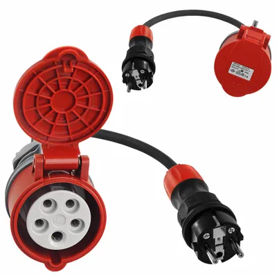 Produktbild von CEE Adapter Stecker Kupplung Verlängerungskabel 16A für Camping Wohnmobil Boot