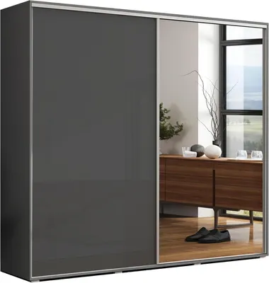 Produktbild von A20 Kleiderschrank mit 2 Schiebetür und Spiegel - Graphit - 175 x 62 x 215 cm